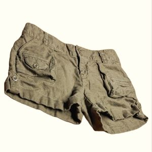 Old Navy Muddy Brown Ultra Low Waist Linen & Cotton Cargo Ladies Shorts